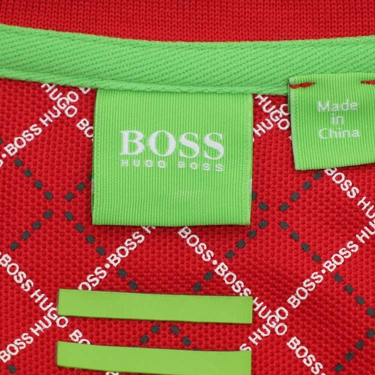 Pre Owned Boss By Hugo Boss Red Jersey Modern Fit Polo T-Shirt M