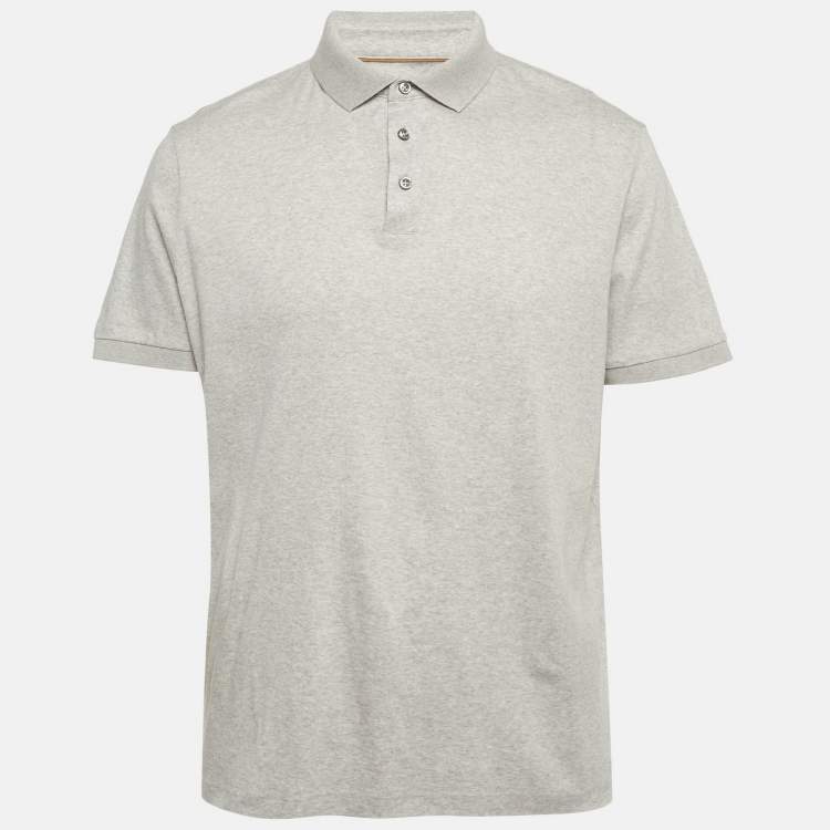 Pre Owned Boss By Hugo Boss Grey Jersey Polo T-Shirt L