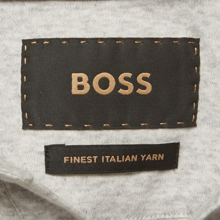 Pre Owned Boss By Hugo Boss Grey Jersey Polo T-Shirt L