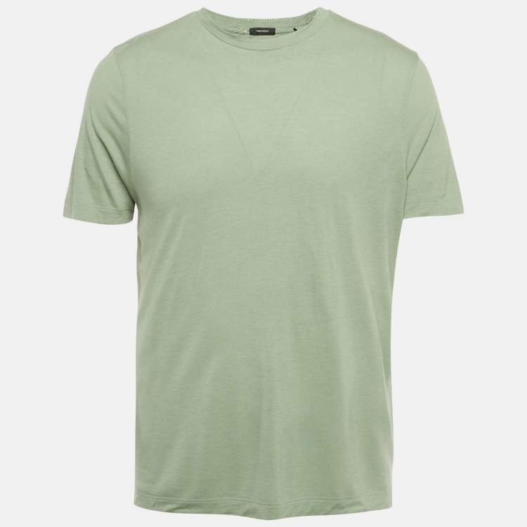 Pre Owned Boss By Hugo Boss Light Green Tech Wool T-Shirt L