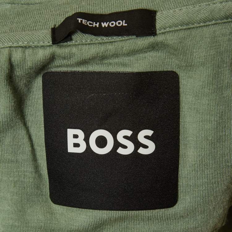 Pre Owned Boss By Hugo Boss Light Green Tech Wool T-Shirt L