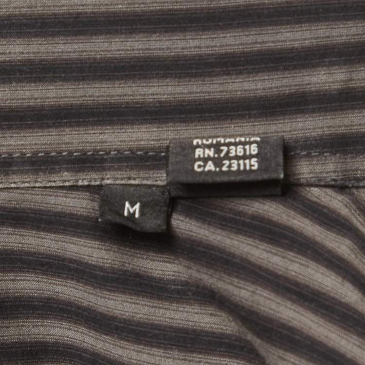 مملوكة مسبقًا Boss By Hugo Boss Grey Striped Cotton Slim Fit Shirt M