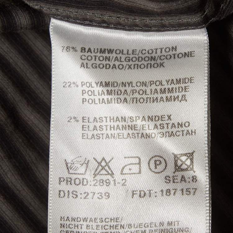 مملوكة مسبقًا Boss By Hugo Boss Grey Striped Cotton Slim Fit Shirt M