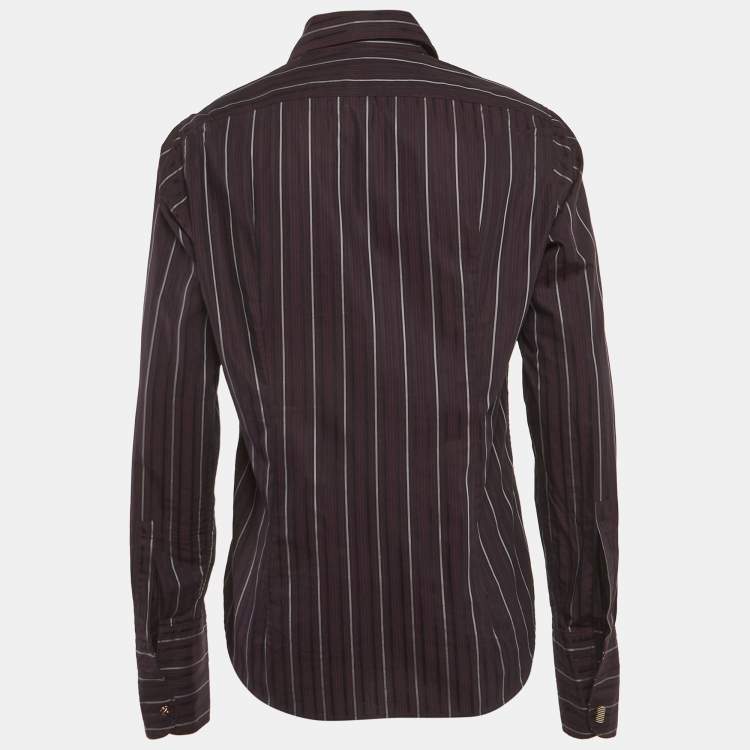 مملوكة مسبقًا Boss By Hugo Boss Purple Striped Cotton Long Sleeve Shirt L