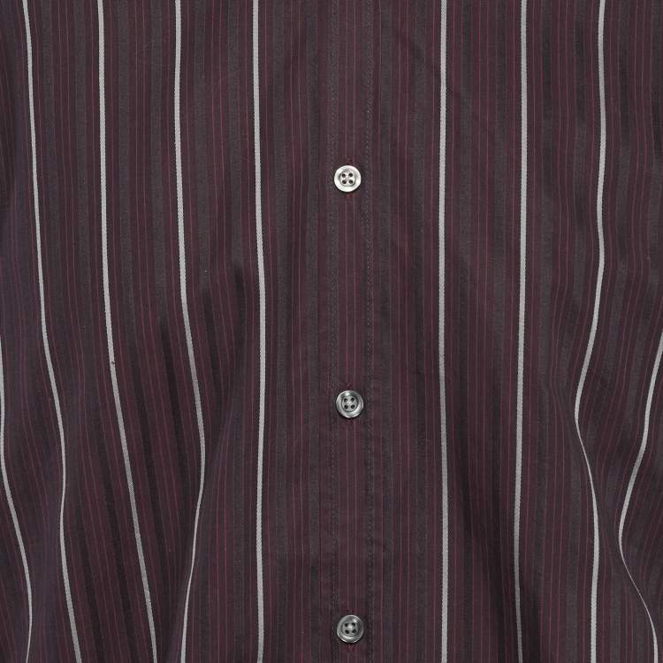 مملوكة مسبقًا Boss By Hugo Boss Purple Striped Cotton Long Sleeve Shirt L