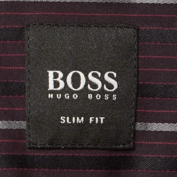 مملوكة مسبقًا Boss By Hugo Boss Purple Striped Cotton Long Sleeve Shirt L