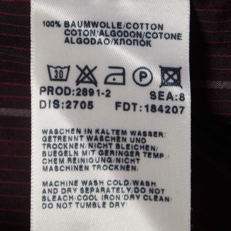 مملوكة مسبقًا Boss By Hugo Boss Purple Striped Cotton Long Sleeve Shirt L