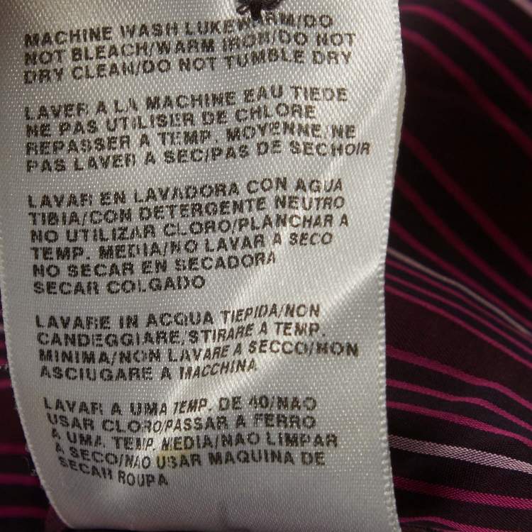 Pre Owned Boss By Hugo Boss Purple Striped Cotton Slim Fit L