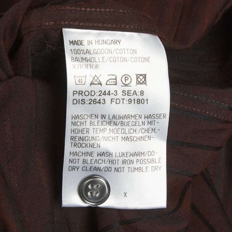 Pre Owned Boss By Hugo Boss Brown Striped Long Sleeve Shirt L