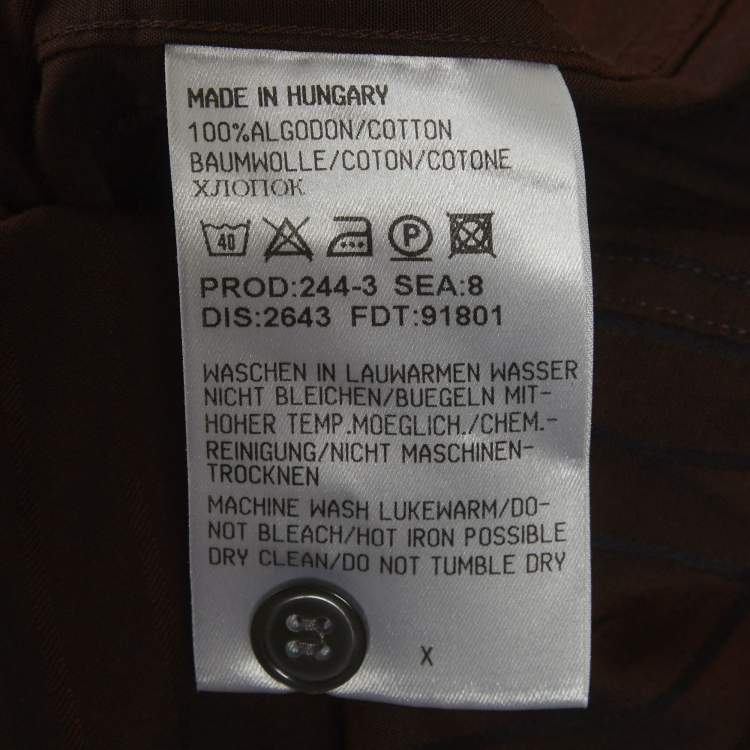 Pre Owned Boss By Hugo Boss Brown Striped Long Sleeve Shirt L