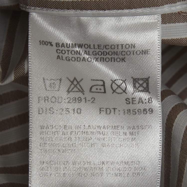 Pre Owned Boss By Hugo Boss Brown/White Striped Cotton Shirt L