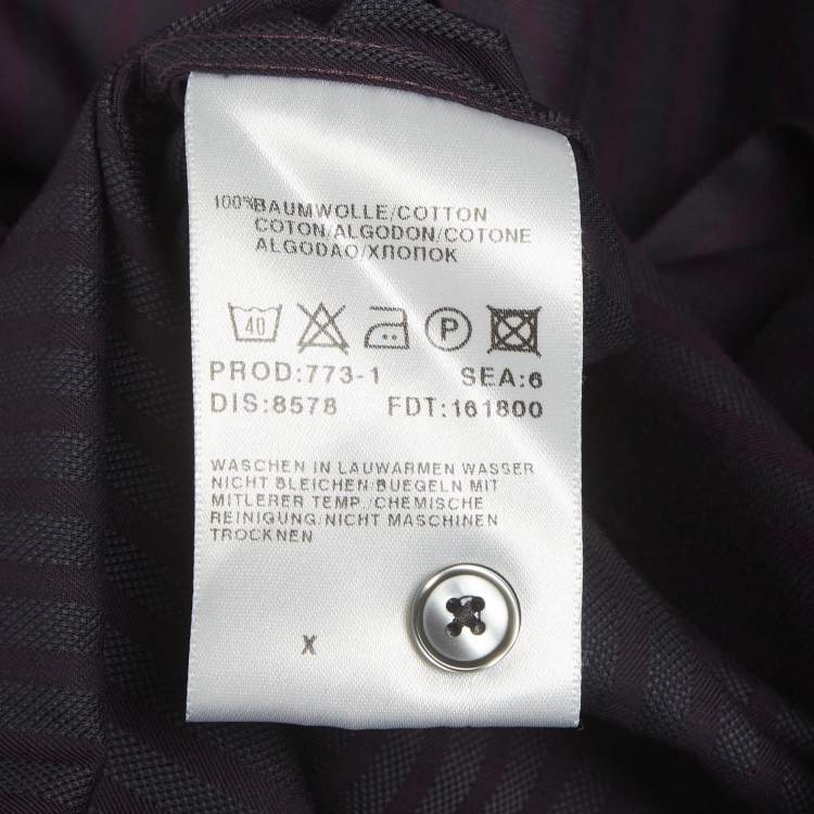 Pre Owned قميص بوس باي هوغو بوس قطن بنفسجي مخطط أكمام طويلة مقاس ضخم - إكس لارج