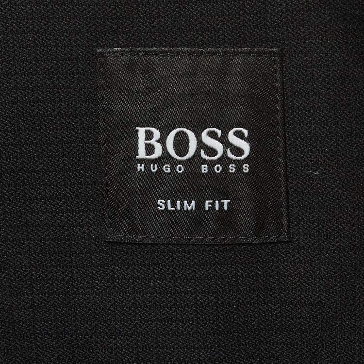 مملوكة مسبقًا Boss By Hugo Boss Black Striped Cotton Slim Fit Shirt M