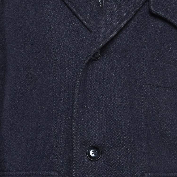 Pre Owned Boss By Hugo Boss Navy Blue Wool Button Front Jacket XL