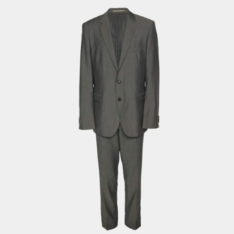 مملوكة مسبقًا Boss By Hugo Boss Grey Virgin Wool Blazer and Pants Suit XXL