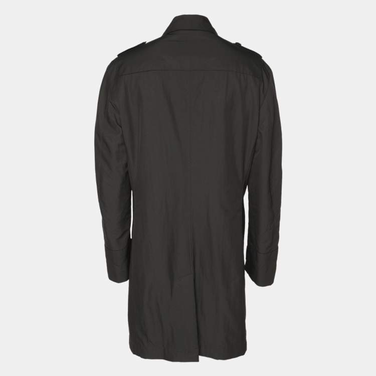 Pre Owned Boss By Hugo Boss Dark Grey Nylon Trench Coat XL