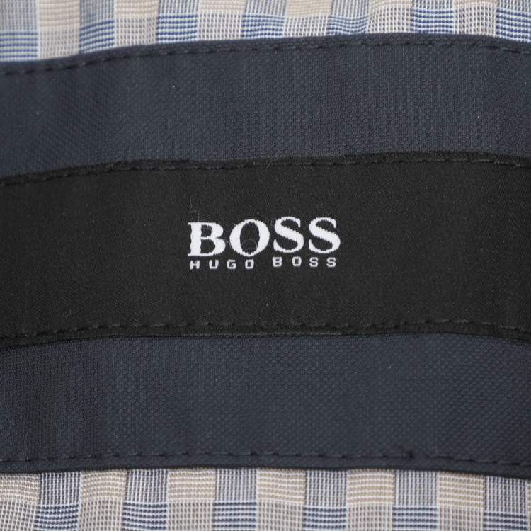 Pre Owned Boss By Hugo Boss Navy Blue Gabardine and Rib Knit Jacket XXL