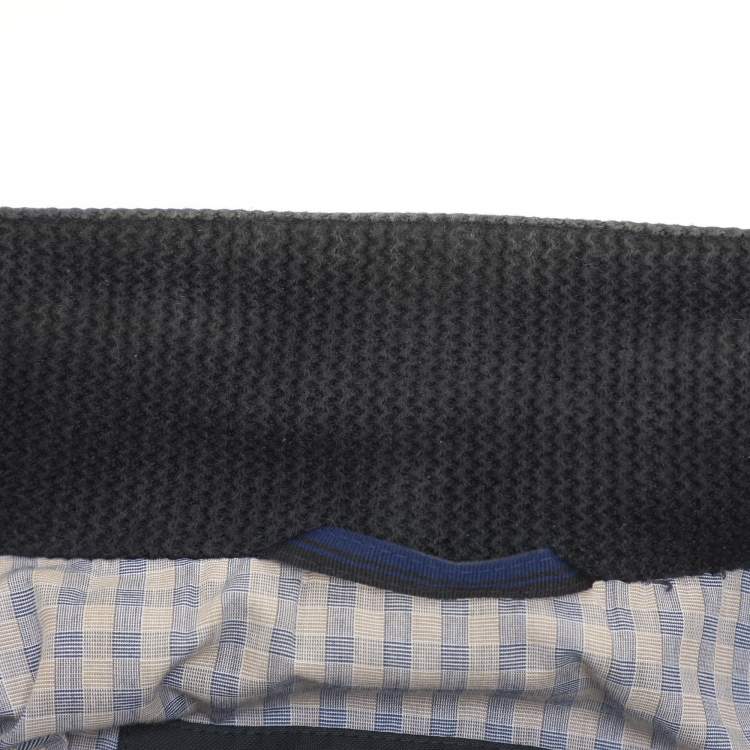 Pre Owned Boss By Hugo Boss Navy Blue Gabardine and Rib Knit Jacket XXL