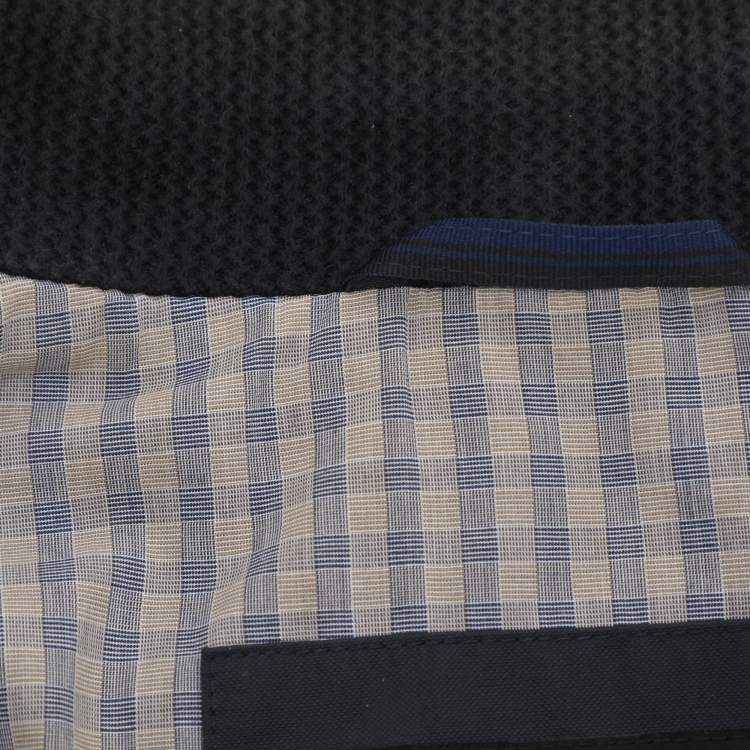 Pre Owned Boss By Hugo Boss Navy Blue Gabardine and Rib Knit Jacket XXL