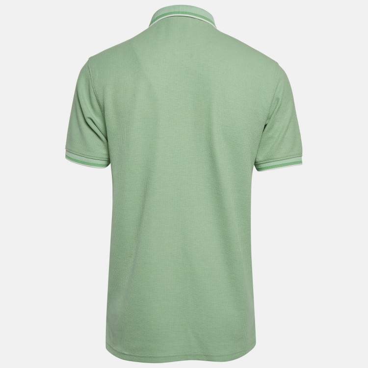 Pre Owned Boss By Hugo Boss Green Mesh Jersey Polo T-Shirt L