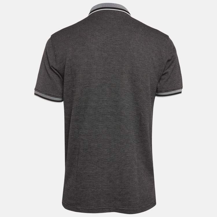 Pre Owned Boss By Hugo Boss Black Mesh Jersey Polo T-Shirt L