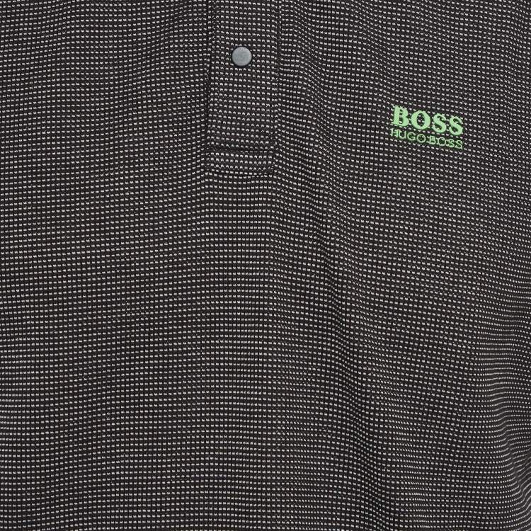 Pre Owned Boss By Hugo Boss Black Mesh Jersey Polo T-Shirt L
