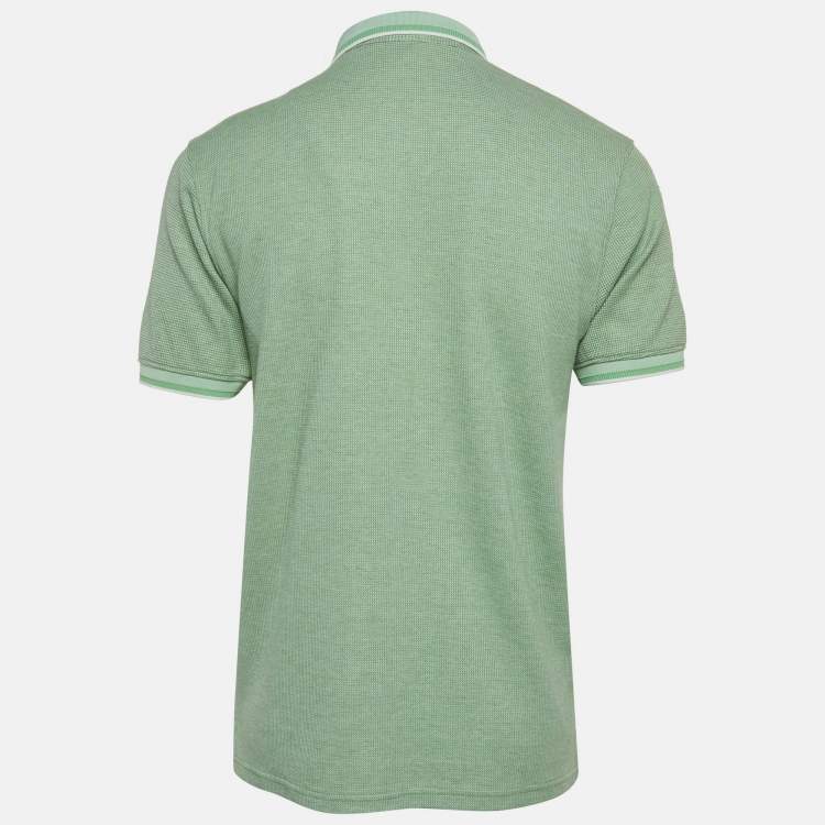 Pre Owned Boss By Hugo Boss Green Mesh Jersey Polo T-Shirt L