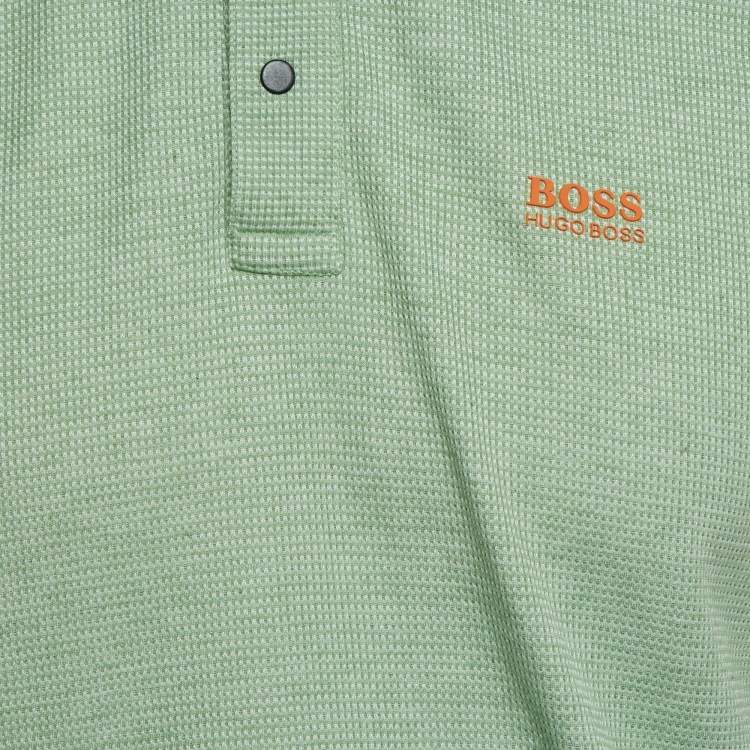 Pre Owned Boss By Hugo Boss Green Mesh Jersey Polo T-Shirt L