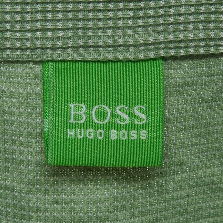 Pre Owned Boss By Hugo Boss Green Mesh Jersey Polo T-Shirt L