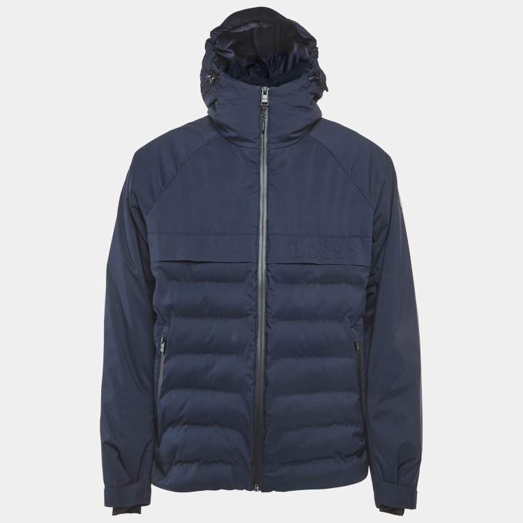 Pre Owned Boss by Hugo Boss Blue Synthetic Calpau Puffer Jacket L