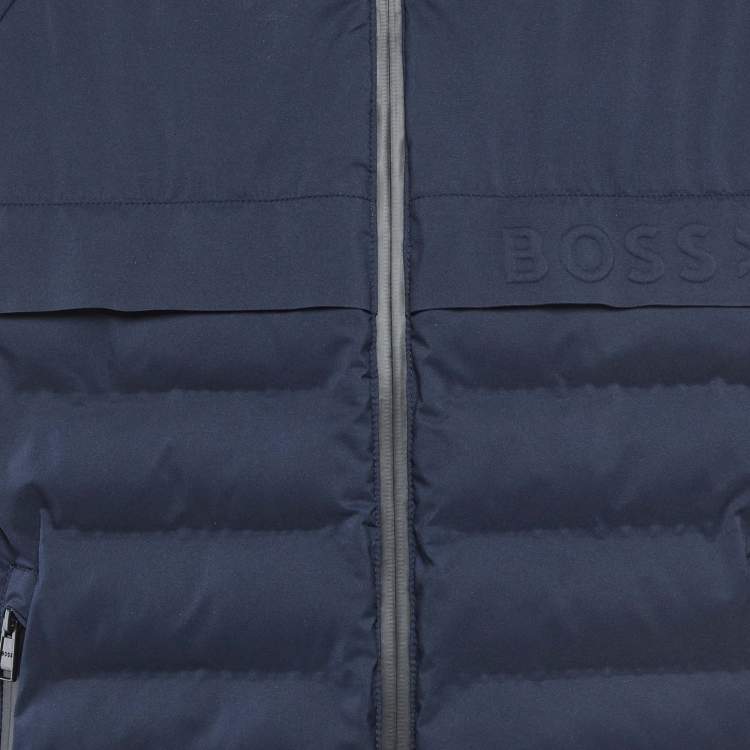 Pre Owned Boss by Hugo Boss Blue Synthetic Calpau Puffer Jacket L