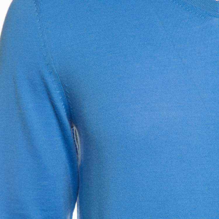Pre Owned Boss By Hugo Boss Blue Extra Fine Merino Wool Slim Fit Baku-B Sweater M