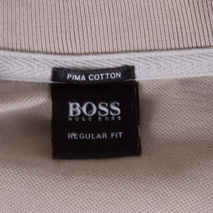 Pre Owned Boss By Hugo Boss Beige Pima Cotton Honeycomb Knit Polo T-Shirt L