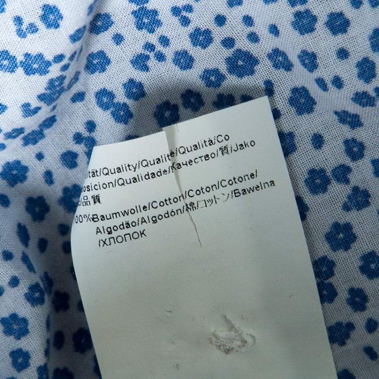 Pre Owned Boss Orange By Hugo Boss White and Blue Floral Printed Long Sleeve Shirt S