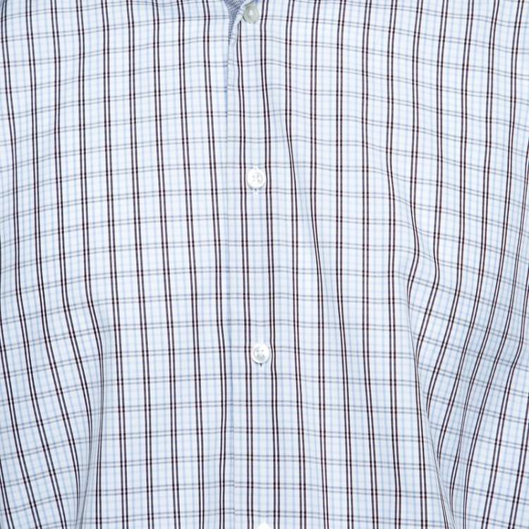 Pre Owned Boss By Hugo Boss Checkered Cotton Regular Fit Button Front Shirt M
