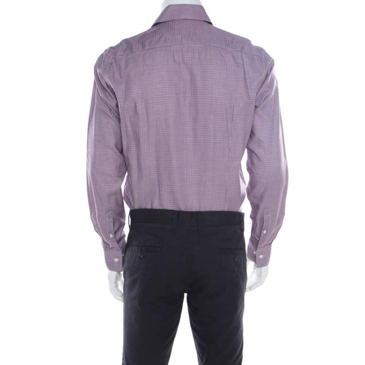 Pre Owned Boss By Hugo Boss Multicolor Houndstooth Printed Cotton Dwayne Slim Fit Shirt M