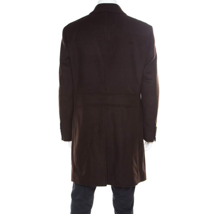 Pre Owned Boss By Hugo Boss Brown Wool and Cashmere The Task9 Overcoat 2XL