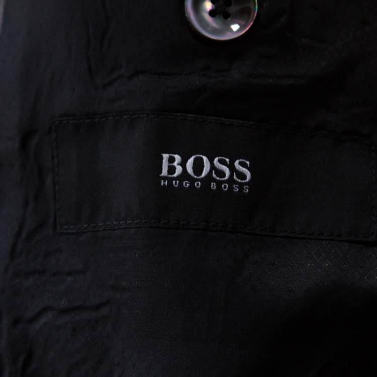 Pre Owned Boss By Hugo Boss Grey and Black Houndstooth Pattern Wool Johnston3 Blazer M