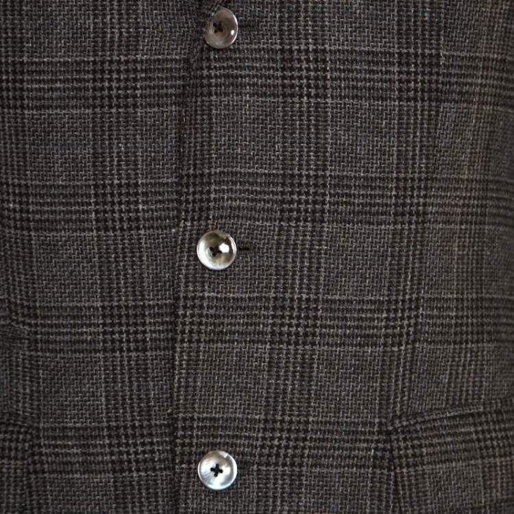 Pre Owned Boss By Hugo Boss Grey and Black Houndstooth Pattern Wool Johnston3 Blazer M