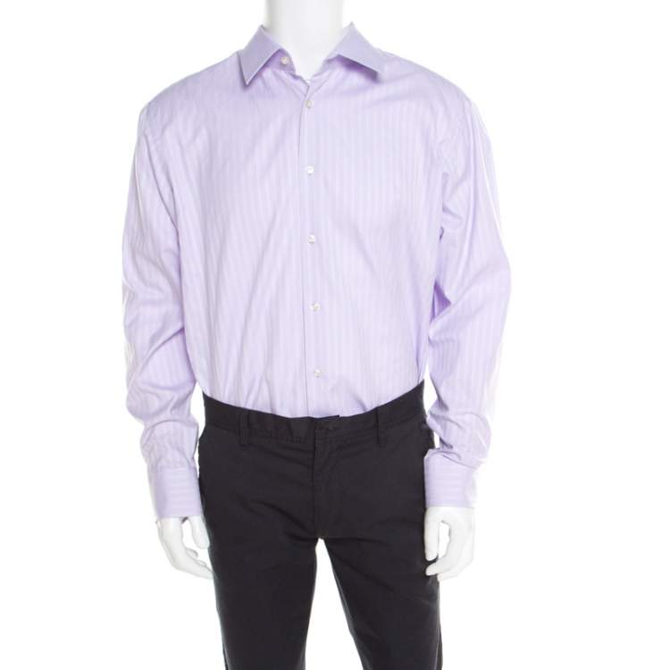 Blændende usund Geometri Boss By Hugo Boss Purple Striped Two Ply Regular Fit Shirt 2XL (EU 45) Boss  By Hugo Boss | TLC