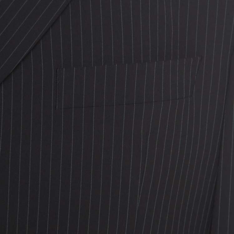 Pre Owned Boss by Hugo Boss Black Striped Wool Einstein/Sigma Suit XL