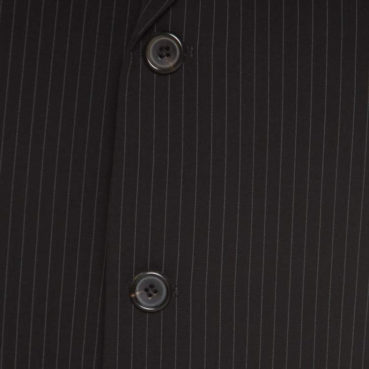 Pre Owned Boss by Hugo Boss Black Striped Wool Einstein/Sigma Suit XL
