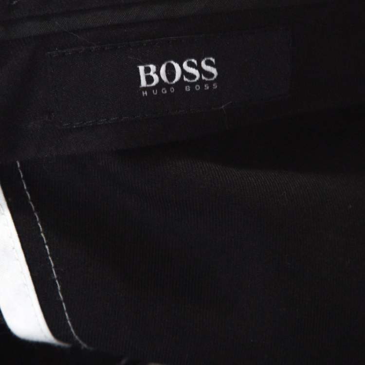 Pre Owned Boss By Hugo Boss Grey Wool Regular Fit Trousers L 
