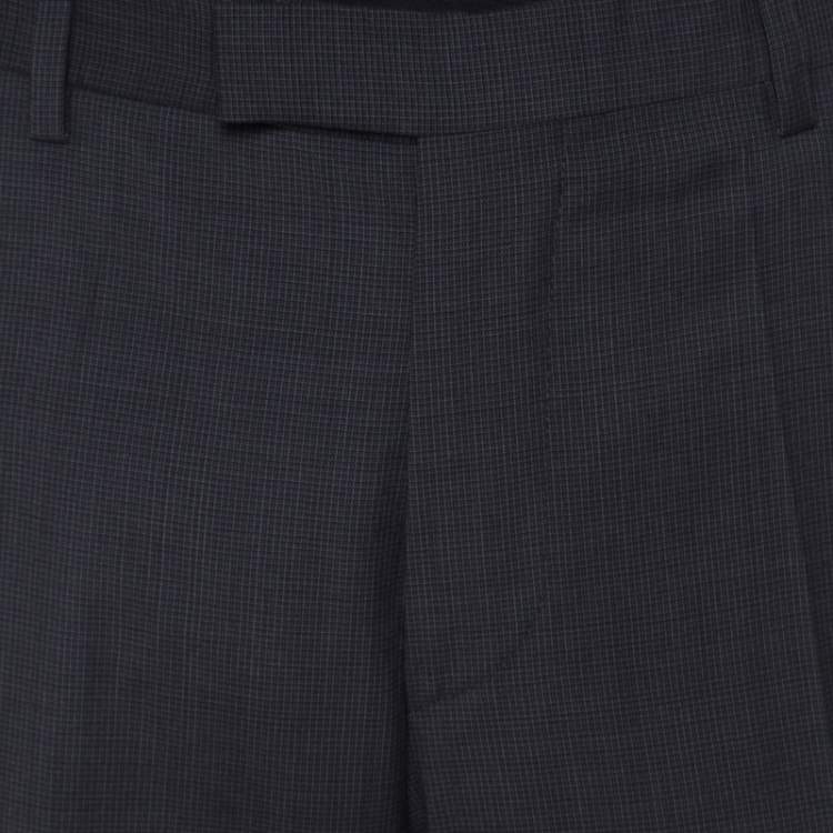 Pre Owned Boss By Hugo Boss Grey Wool Regular Fit Trousers L 