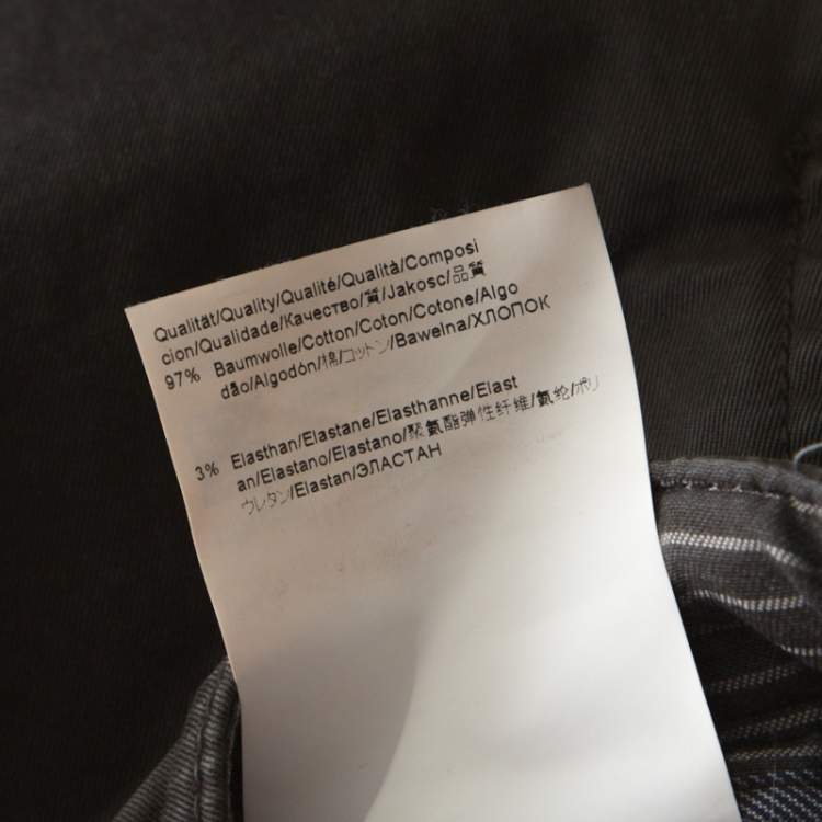 Pre Owned Boss by Hugo Boss Brown Coated Cotton Regular Fit Pants M 