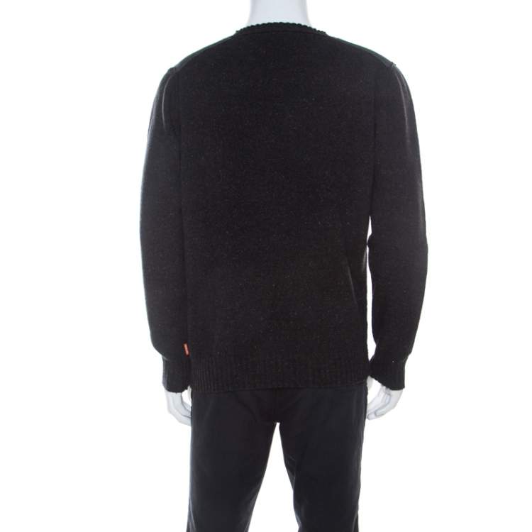 Pre Owned Boss by Hugo Boss Charcoal Grey Wool Sweater L
