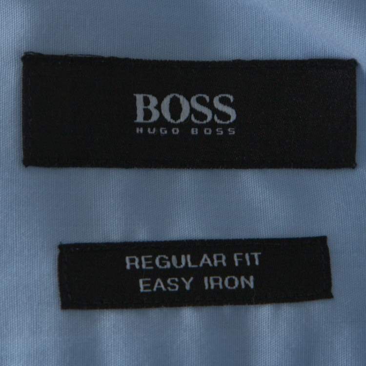 Pre Owned Boss By Hugo Boss Light Blue Cotton Regular Fit Eraldin Shirt M