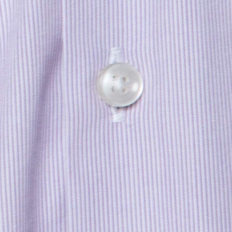 Pre Owned Boss by Hugo Boss Lilac Pinstriped Cotton Joey Shirt L