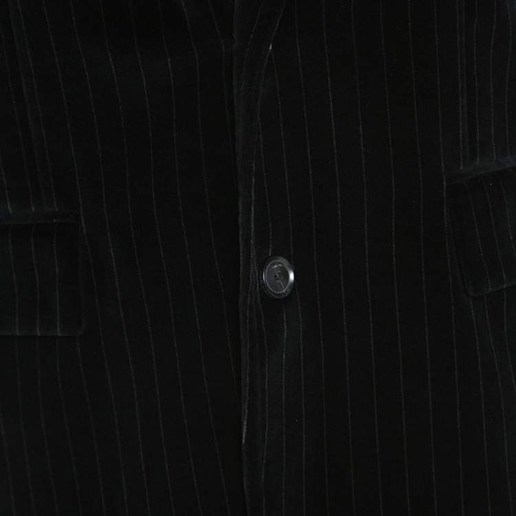 Pre Owned Boss By Hugo Boss Black Striped Velvet Casso Blazer XL