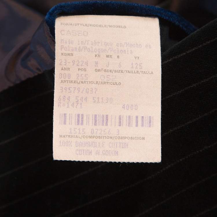 Pre Owned Boss By Hugo Boss Black Striped Velvet Casso Blazer XL